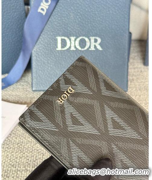 New Style Dior Essentials Bi-Fold Card Holder CD Diamond Canvas CD1109 Black 2024