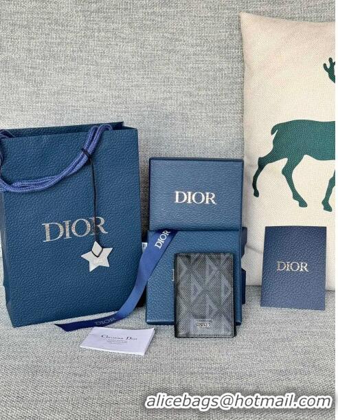 New Style Dior Essentials Bi-Fold Card Holder CD Diamond Canvas CD1109 Black 2024