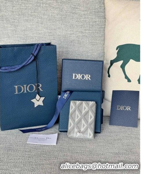 Well Crafted Dior Essentials Bi-Fold Card Holder CD Diamond Canvas CD1109 Gray 2024