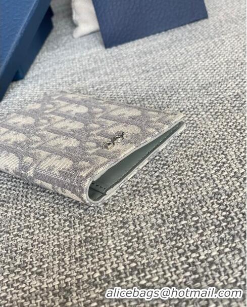 Top Quality Dior Essentials Bi-Fold Card Holder in Dior Oblique Jacquard CD1109 Grey 2024