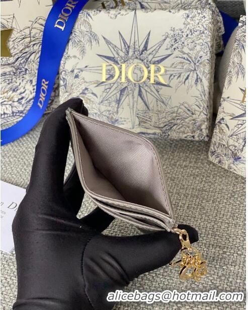 Shop Grade Dior Lady Dior Zipped Card Holder in Patent Cannage Calfskin CD1115 Gray 2024