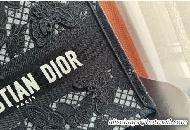 Trendy Design Dior Large Book Tote Bag in Transparent Mesh Embroidered with Black 3D Macramé-Effect D-Lace Motif CD8058 