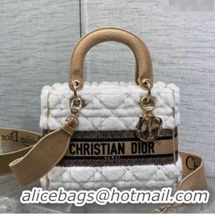 Promotional Dior Medium Lady D-Lite Bag in Cannage Shearling CD0118 White 2024