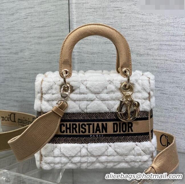 Promotional Dior Medium Lady D-Lite Bag in Cannage Shearling CD0118 White 2024