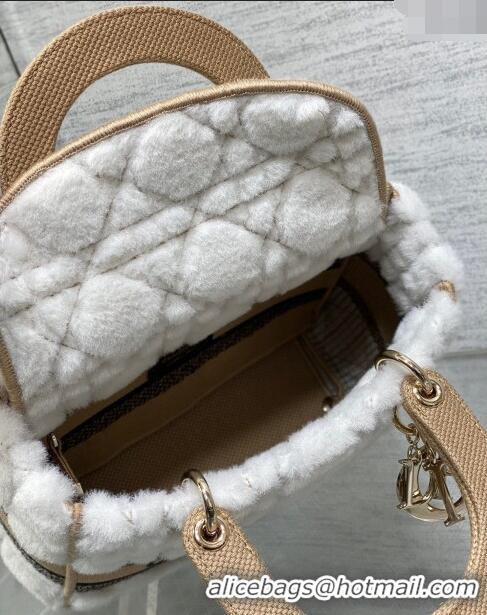 Promotional Dior Medium Lady D-Lite Bag in Cannage Shearling CD0118 White 2024