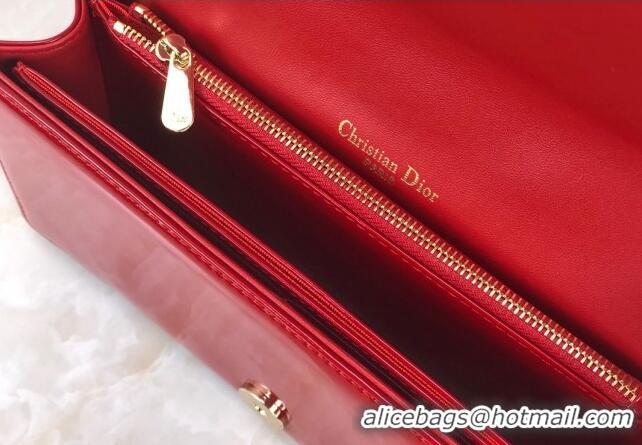 Luxurious Discount Dior Lady Dior Pouch in Patent Cannage Calfskin CD8065 Red 2024