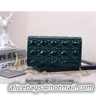 Hot Sell Cheap Dior Lady Dior Pouch in Patent Cannage Calfskin CD8065 Green 2024