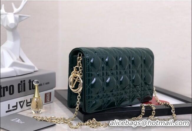 Hot Sell Cheap Dior Lady Dior Pouch in Patent Cannage Calfskin CD8065 Green 2024