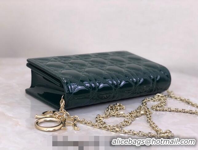 Hot Sell Cheap Dior Lady Dior Pouch in Patent Cannage Calfskin CD8065 Green 2024