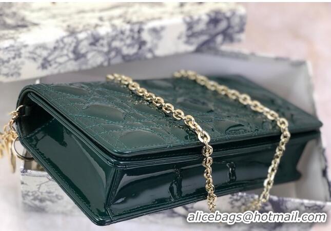 Hot Sell Cheap Dior Lady Dior Pouch in Patent Cannage Calfskin CD8065 Green 2024