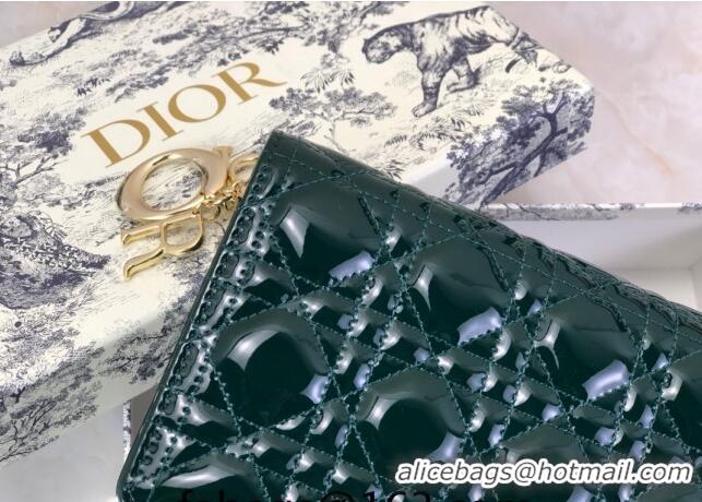 Hot Sell Cheap Dior Lady Dior Pouch in Patent Cannage Calfskin CD8065 Green 2024