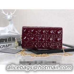 Good Taste Dior Lady Dior Pouch in Patent Cannage Calfskin CD8065 Burgundy 2024