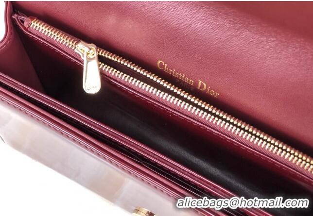 Good Taste Dior Lady Dior Pouch in Patent Cannage Calfskin CD8065 Burgundy 2024