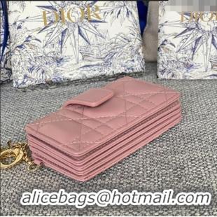 Popular Style Dior Lady 5-Gusset Card Holder Wallet in Cannage Lambskin CD20201 Pink 2024