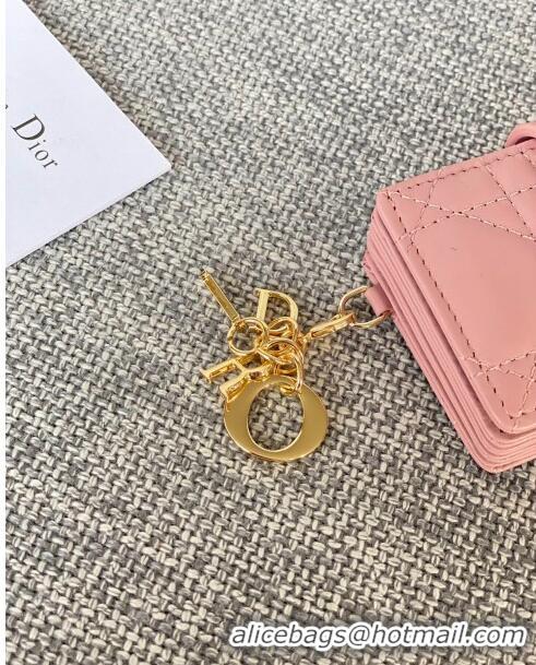 Popular Style Dior Lady 5-Gusset Card Holder Wallet in Cannage Lambskin CD20201 Pink 2024