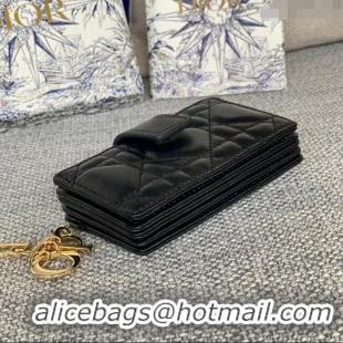 Top Quality Dior Lady 5-Gusset Card Holder Wallet in Cannage Lambskin CD20201 Black 2024