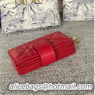 Luxury Cheap Dior Lady 5-Gusset Card Holder Wallet in Cannage Lambskin CD20201 Red 2024