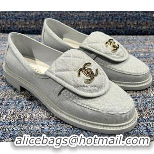 ​Shop New Chanel Denim Loafers With CC Foldover G45478 Light Blue