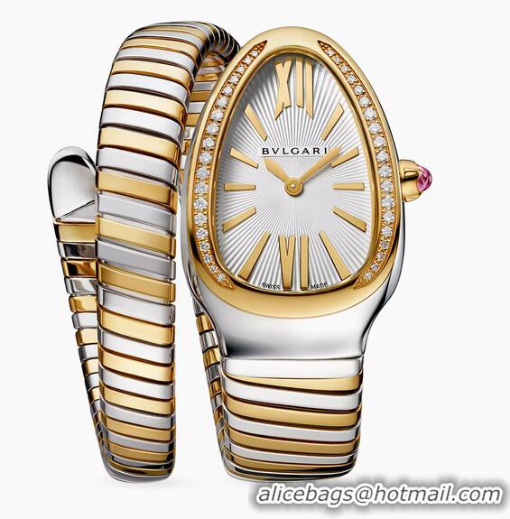 Discount Bvlgari Serpenti Tubogas Watch 18K Yellow Gold With Diamond Single-Spiral Watch Dial 35mm BV1257