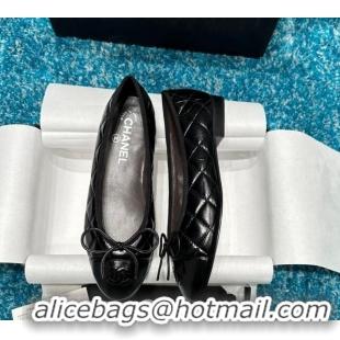 Classic Hot Chanel Classic Quilted Shiny Calfskin Ballet Flat Black 325018