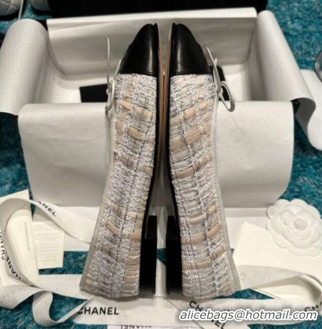 Best Grade Chanel Classic Tweed Ballet Flat Beige/Black 325020