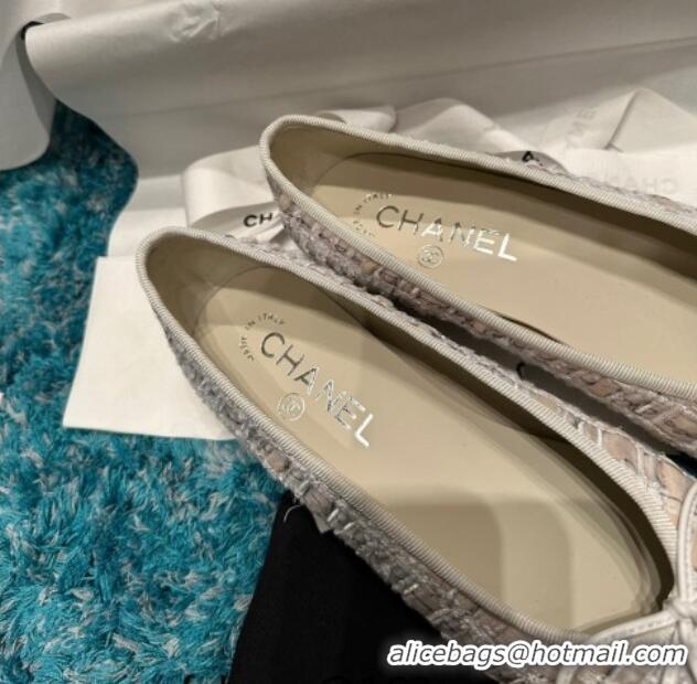 Best Grade Chanel Classic Tweed Ballet Flat Beige/Black 325020