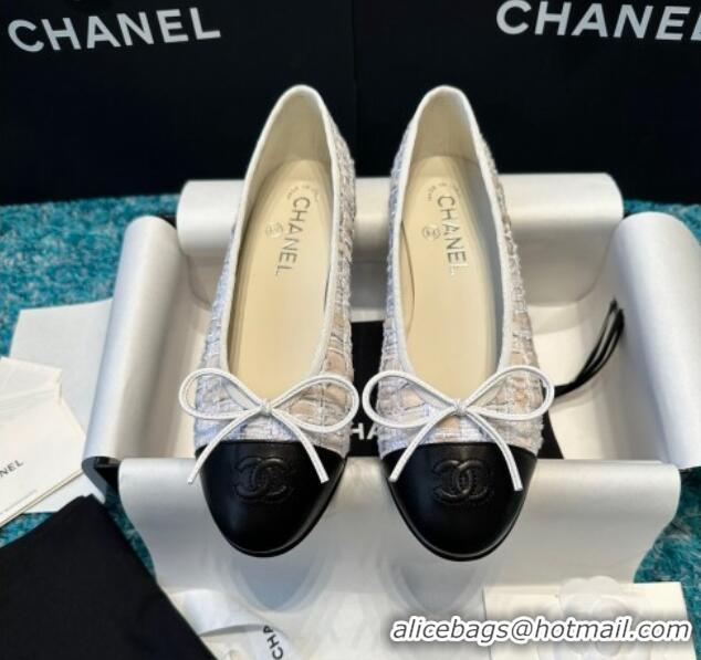 Best Grade Chanel Classic Tweed Ballet Flat Beige/Black 325020