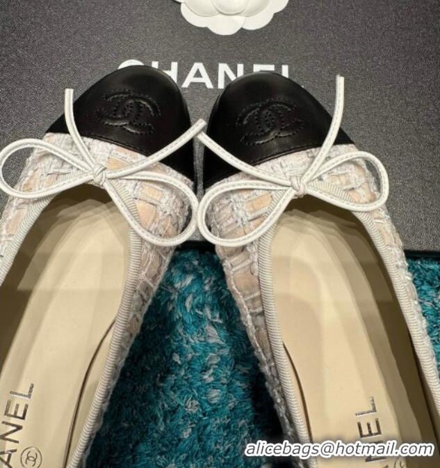 Best Grade Chanel Classic Tweed Ballet Flat Beige/Black 325020