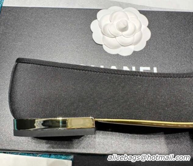 Luxurious Chanel Classic Grosgrain Ballet Flat Black/Gold-Tone 325021