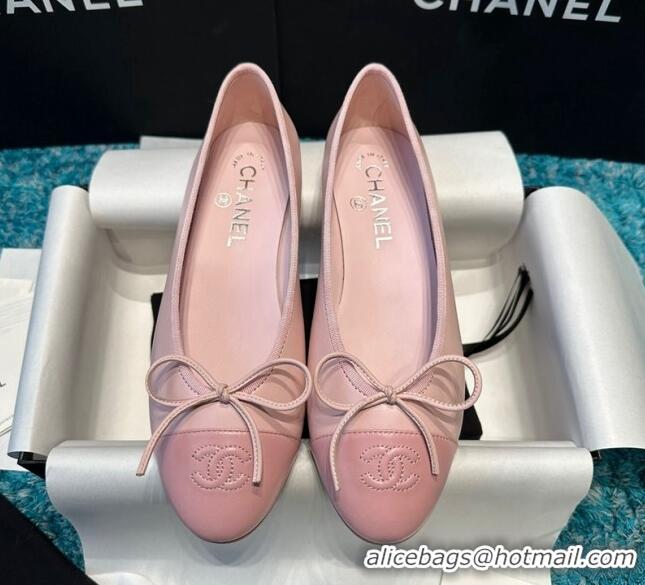 Grade Quality Chanel Classic Lambskin Ballet Flat Light Pink 325023