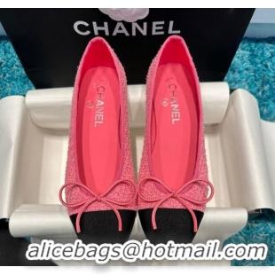 Unique Style Chanel Classic Tweed Ballet Flat Pink/Black 325025