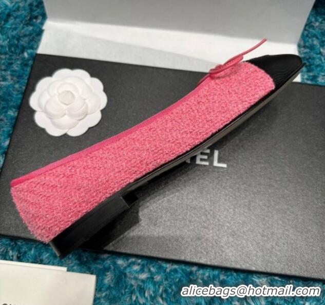 Unique Style Chanel Classic Tweed Ballet Flat Pink/Black 325025