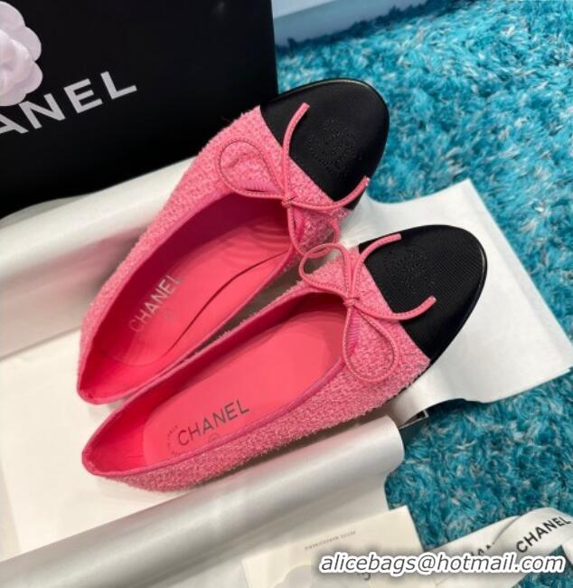 Unique Style Chanel Classic Tweed Ballet Flat Pink/Black 325025