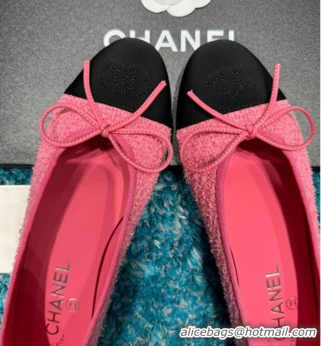 Unique Style Chanel Classic Tweed Ballet Flat Pink/Black 325025