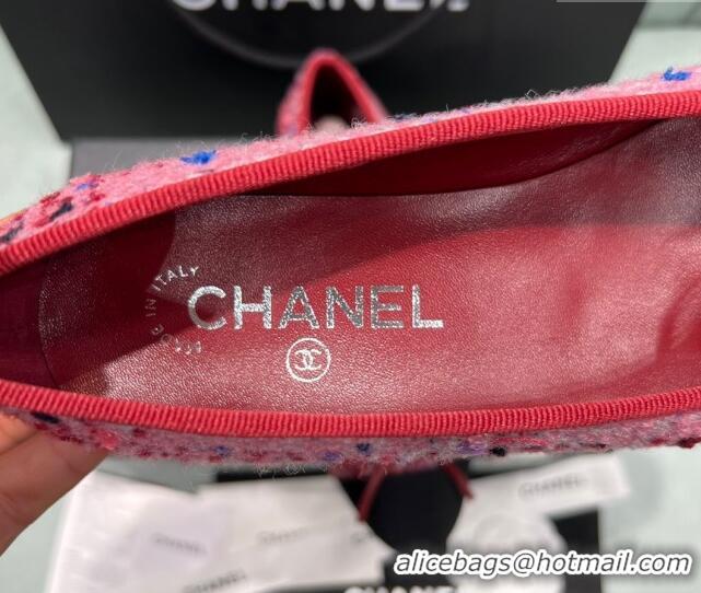 Big Discount Chanel Classic Tweed Ballet Flat Pink/Red 325027