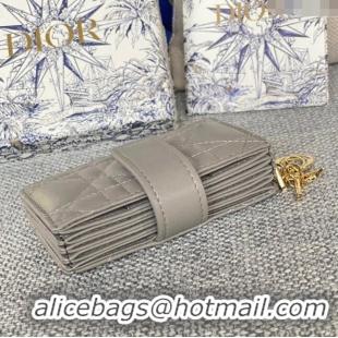 Good Product Dior Lady 5-Gusset Card Holder Wallet in Cannage Lambskin CD0206 Grey 2024