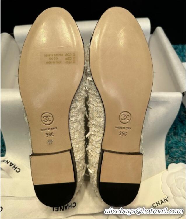 Shop Duplicate Chanel Classic Tweed Ballet Flat White/Black 325047