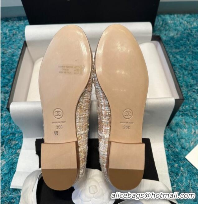 Popular Style Chanel Classic Tweed Ballet Flat Light Pink 325048