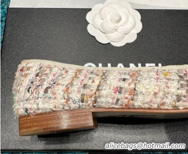 Charming Chanel Classic Tweed Ballet Flat White/Other 325049