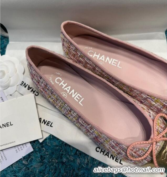 Lowest Price Chanel Classic Tweed Ballet Flat Pink/Gold 325050