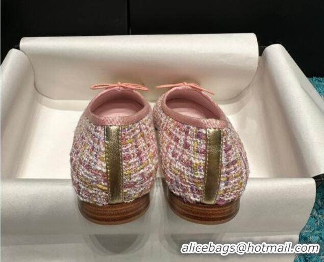 Lowest Price Chanel Classic Tweed Ballet Flat Pink/Gold 325050