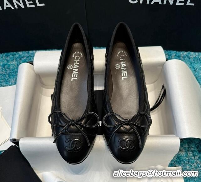 Best Price Chanel Classic Quilted Leather Ballet Flat Black 325028