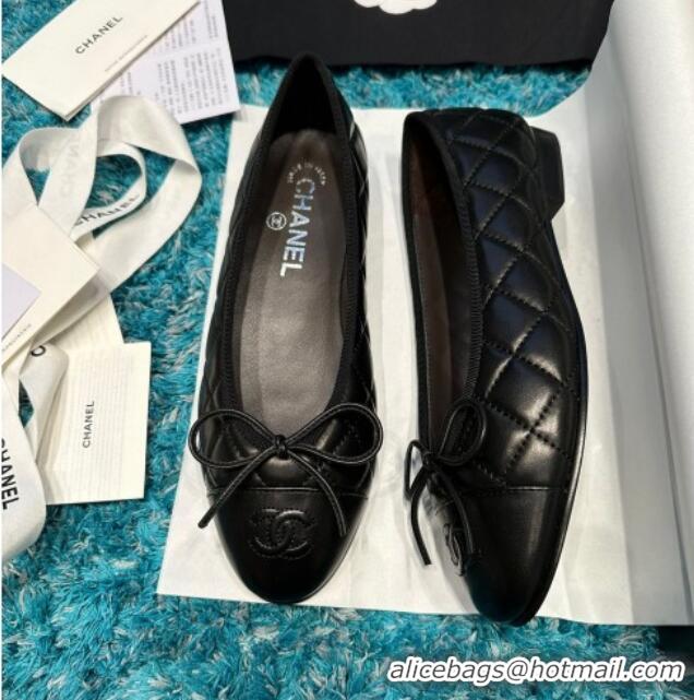 Best Price Chanel Classic Quilted Leather Ballet Flat Black 325028