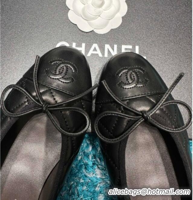 Best Price Chanel Classic Quilted Leather Ballet Flat Black 325028