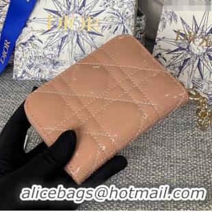 Trendy Design Dior Small Lady Dior Voyageur Coin Purse in Patent Calfskin CD0220 Nude Pink 2024