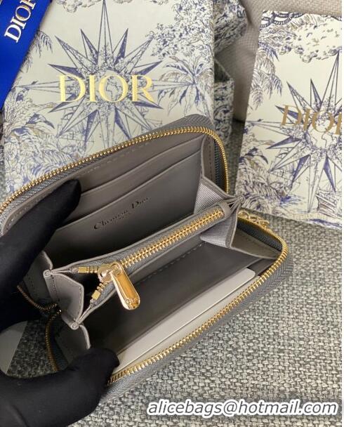 Good Taste Dior Small Lady Dior Voyageur Coin Purse in Patent Calfskin CD0220 Grey 2024