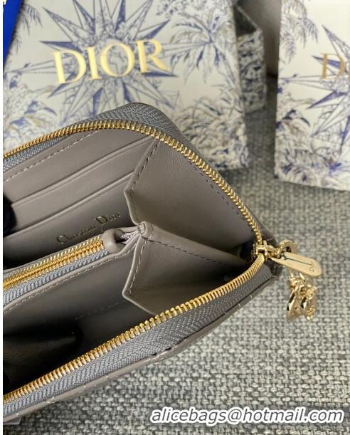 Good Taste Dior Small Lady Dior Voyageur Coin Purse in Patent Calfskin CD0220 Grey 2024