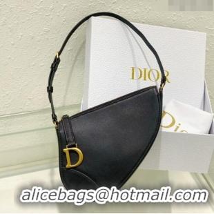 Top Quality Dior Saddle Shoulder Pouch in Goatskin CD0236 Black 2024