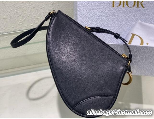 Top Quality Dior Saddle Shoulder Pouch in Goatskin CD0236 Black 2024