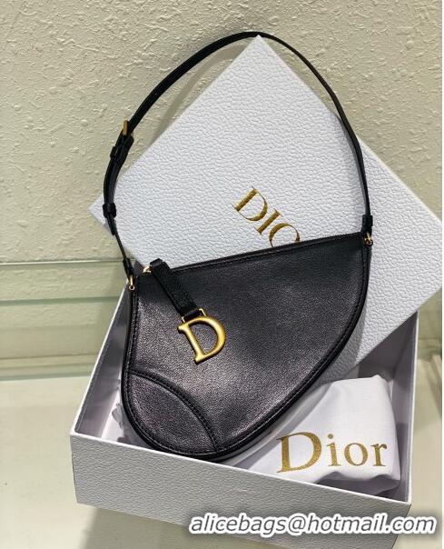 Top Quality Dior Saddle Shoulder Pouch in Goatskin CD0236 Black 2024